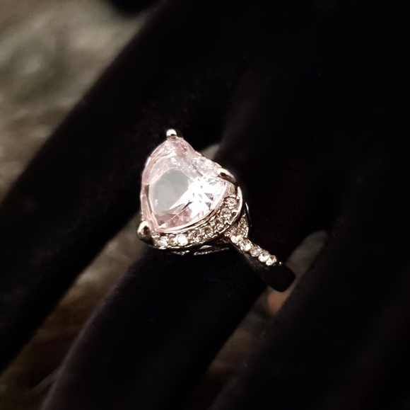 Pink Heart Shaped Diamond Fashion Ring - Picture 7 of 8